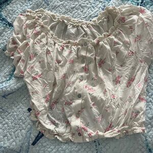 Lucky Brand Floral Cream Women's Top